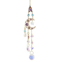 Hanging Moon Suncatcher Crystal Prism Rhinestones Pendant Colorful