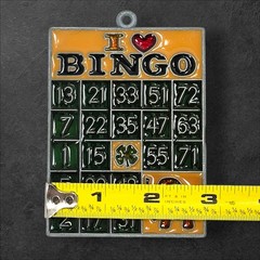Vintage I Love Bingo Suncatcher Ornament Melt Bead Lucky Elephant Clover Retro