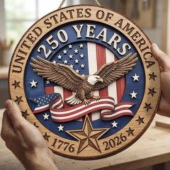Patriotic Eagle Wall Sign with Rope