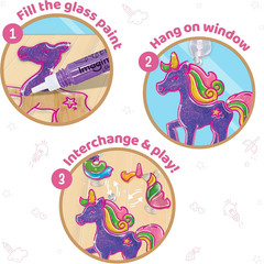 Window Art Unicorn | Low Mess Suncatcher Kit | 16 Pieces Glass Painting Set | Ki