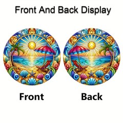 Bohemian Beach Acrylic Suncatcher Vibrant Round Hanging Windows Garden Decor