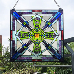 18″ x 18″ Tiffany Style Stained Glass Mission Arts & Crafts Window Panel
