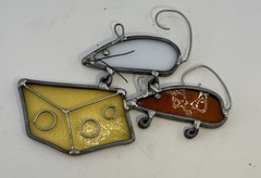Stained Glass Window Ornament Mouse Mice Cheese Suncatcher