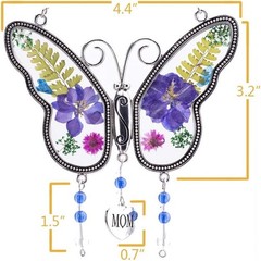 Butterfly Suncatcher with Pressed Colourful Flower Wings Mother’s Day Butterf…