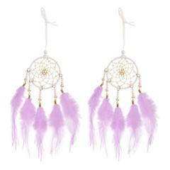 2pcs Dream Catcher with Crystals Wall Decor for Decoration Light Purple