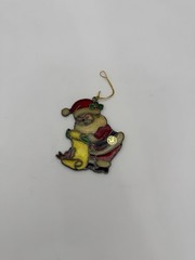 Santa Claus Checklist Suncatcher/Ornament Stained Enamel Vintage 1980’s