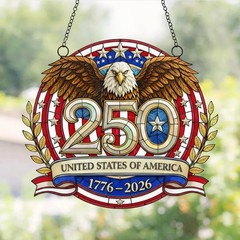 USA Freedom America Stained Glass Suncatcher