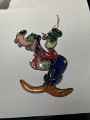 Kurt Adler Stained Glass-Plastic Goofy Suncatcher Ornament Plastic Vtg 1983 .1