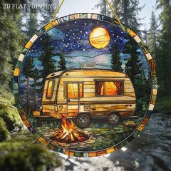 Outdoor Camping Themed Camper Van Acrylic Suncatcher Rustic Home Wall Accent
