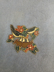 Vintage 2 Blue Birds and Babies Sun Catcher 4″ x 5″