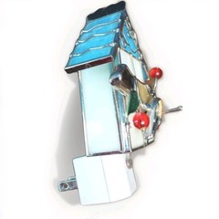 Stained Glass Vintage Nightlight With Bird And House