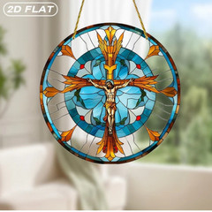 Jesus Cross Acrylic Stained Glass Suncatcher Religious Window Hanging Decor Gift