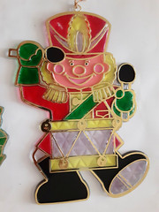 Vintage Christmas Plastic Suncatchers Lot of 6 MCM Holiday Santa Rudolph Decor