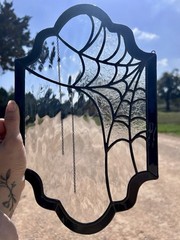 Stained Glass Sun Catcher – Spider Web In A Frame