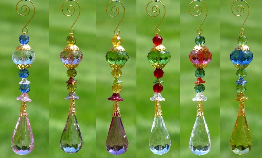 Colorful Crystal Quality Acrylic Ornament with Hanger Hook 7 Inches Long