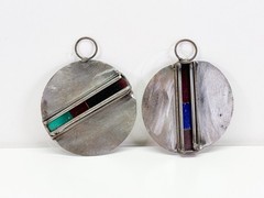 MCM Brutalist Suncatcher Raw Handmade Round Medallion Ornament Glass Vintage
