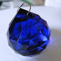 Hongville 30mm Chandelier Crystal Dark Cobalt Blue Faceted Ball Prism Feng Shui