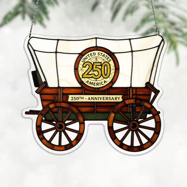 Pioneer Covered Wagon Suncatcher Ornament American History Decor