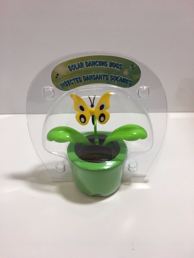 Solar Dancing Bug Butterfly Yellow In Green Flowerpot Greenbrier International