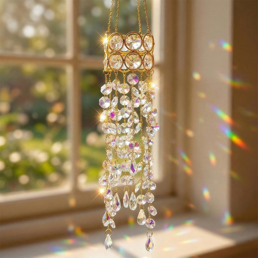 Crystal Suncatchers for Window Hanging Decor Prism Rainbow Maker with Chain