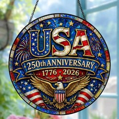 Eagle and Wildflower Stained Glass Suncatcher Gift