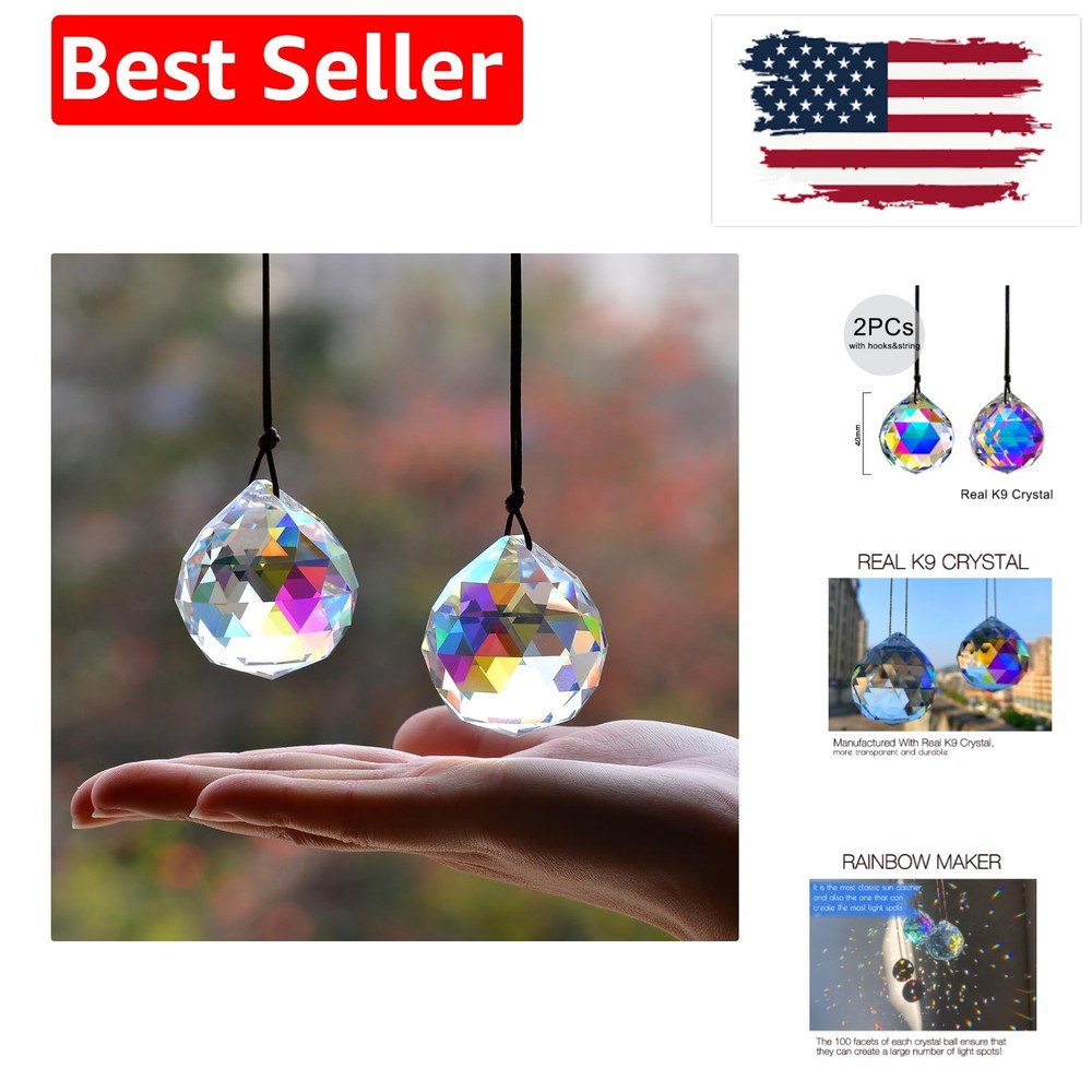 2PCS 4cm Ball Crystal Sun Catcher Prisms, Hanging Suncatchers with Glass Pris…