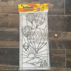 Vtg Giant Oversized Sunbeams Stained Glass Suncatcher Hot Air Balloons