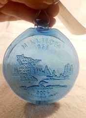 ** Old Hancock Glassworks Pressed Glass Minnesota Suncatcher Cobalt Blue **