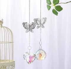 2 Pieces Crystal Butterfly Suncatchers Window Prism Tree Hanging Decor Ornaments