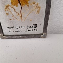 Vintage Hand Soldered Metal Pressed Wild Flowers Suncatcher Glass Psalm 27:11
