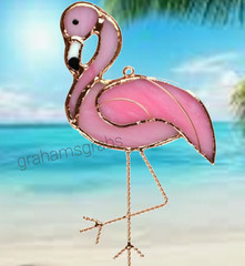 PINK FLAMINGO Stained Glass SUNCATCHER By GIFT ESSENTIALS GE236 ***Fast Ship***