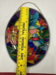 Joan Baker Designs Handpainted Stained Glass Hummingbird Suncatcher Metal Frame