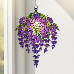Wisteria Branch Acrylic Suncatcher, Purple Floral Window Or Balcony