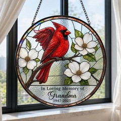 Memorial Suncatcher Personalized Cardinal Stained Glass Window Decor