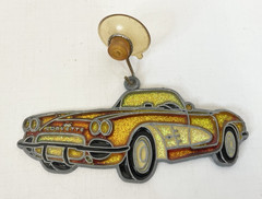 Vintage Chevy Chevrolet Corvette Car Leaded Glass Glitter Window Sun Catcher