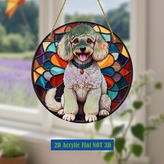 Poodle Acrylic Suncatcher 2D Print Pet Theme Home Window Hanging Decoration Gift
