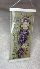 Stained Glass Wall Hanging Mother 2000 Hand Painted Joan Baker Cottage Rose
