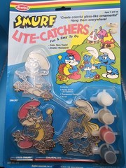 NOS 1982 Avalon Lite-Catcher Suncatcher Smurf Ornament Hand Painted CRAFT Smurfs