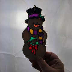 Vintage Giordano Snowman Christmas Suncatcher 6″ Window Ornament Decor Holiday