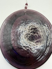 Purple Blenko? Style 4” Suncatcher. Walking Cat. W/ Beaded Hanging Wire NICE!