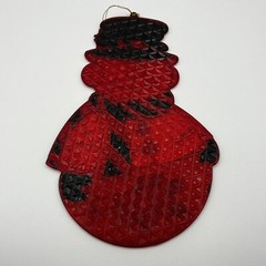 Vintage 80s Christmas FROSTY THE SNOWMAN Stained Sun Catcher Hanging Decoration
