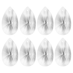 8PCS Crystal Pear Shaped Prisms, 38mm/1.5″ Pendant Hanging [Clear White]