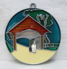 Sun Catcher Horse Dog & Stable Stained Glass (acrylic & metal) Hanging Ornament
