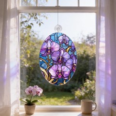 Glass Orchid Suncatcher: Flower Window Decor (Landscape or Portrait)