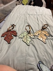 3 Handcrafted Unique Stained Glass Maple Leaf Suncatchers/Window Decor