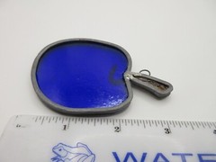 BLUE PLUM SIGNED by Artist Rubins Vtg Handmade Stained Glass Sun Catcher Window
