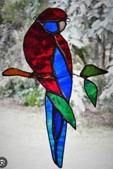 Abstract Pine Tree Red Green Crystal Textured Glasses Stained Glass Suncatcher