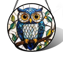 Stained Glass Owl Sun Catcher Unique Gift for Women, Men, and Home Decor