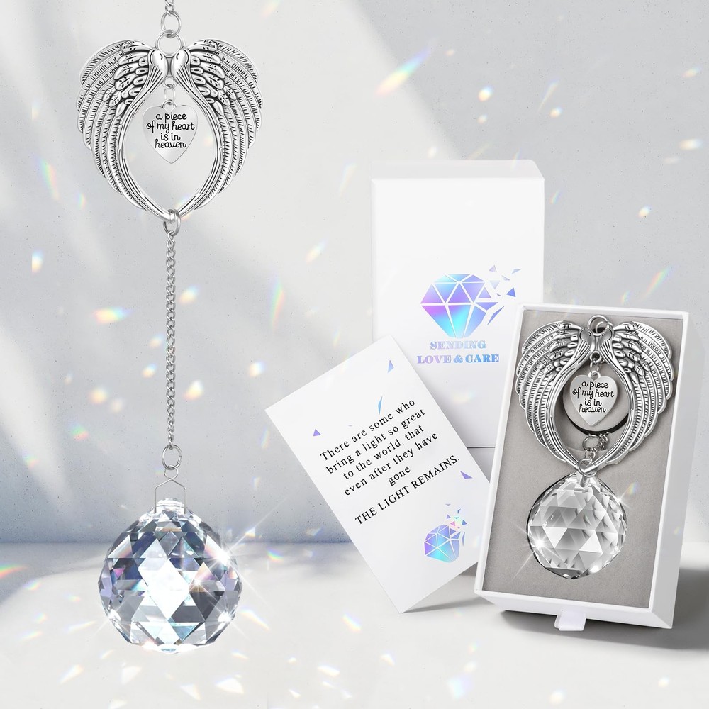 Sympathy Gifts for Loss of Loved One, HeartWings Crystal Suncatcher