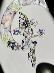 Floral Fairy Moon Resin Suncatcher